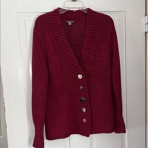 J. Jill Women’s Button-Up Cardigan Medium Mismatch Buttons Fisherman Cozy Cabin